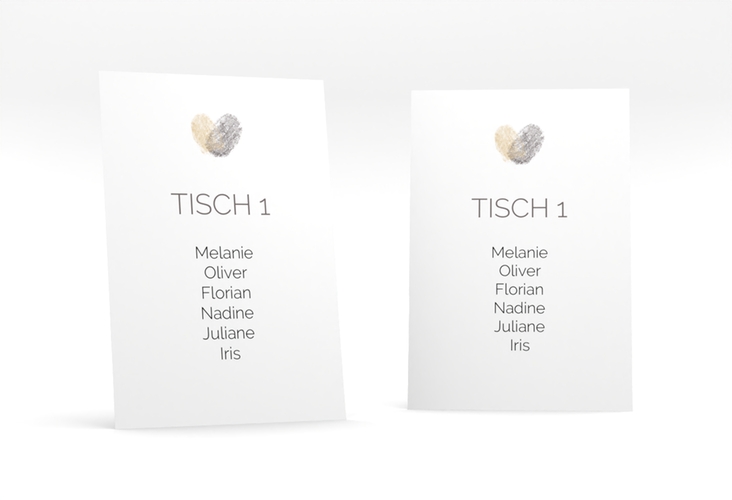 Tischaufsteller Hochzeit Fingerprint Tischaufsteller beige schlicht mit Fingerabdruck-Motiv