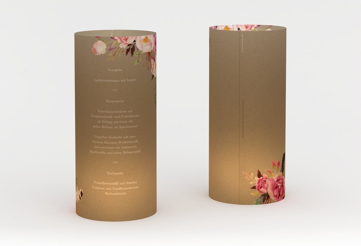 Windlicht Menü Hochzeit Flowers Windlicht Kraftpapier hochglanz mit bunten Aquarell-Blumen