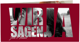 Hochzeitseinladung Letters lange Klappkarte quer rot