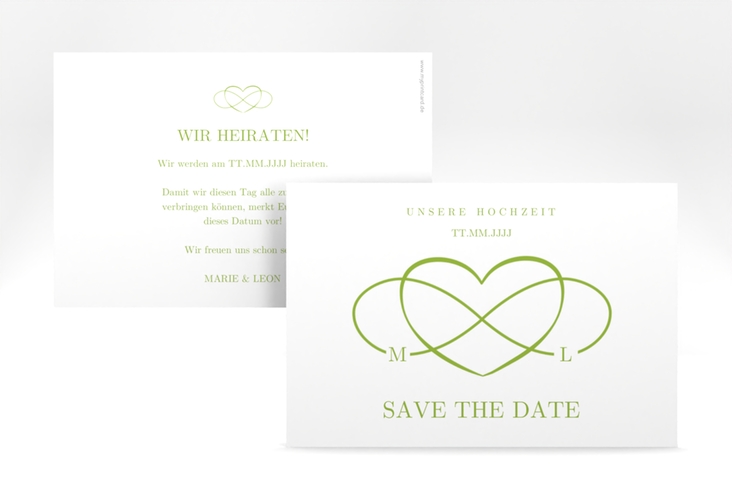 Save the Date-Karte Infinity A6 Karte quer gruen hochglanz