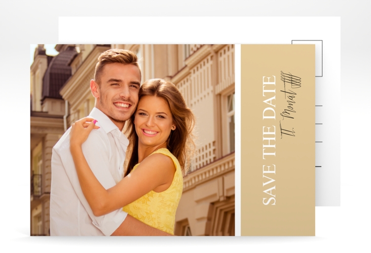 Save the Date-Postkarte Classic A6 Postkarte beige hochglanz