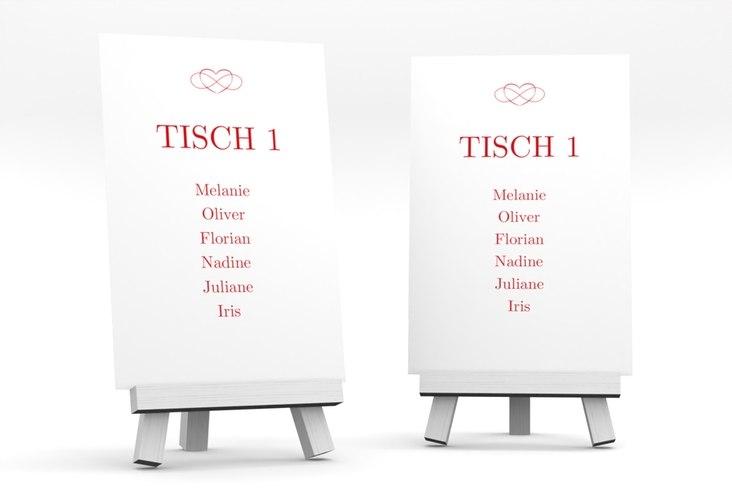 Tischaufsteller Hochzeit Infinity Tischaufsteller rot