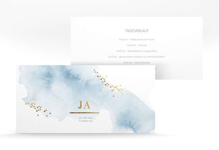 Hochzeitseinladung Pastell Einsteckkarte blau