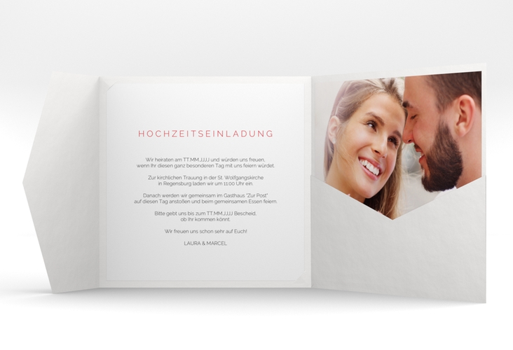 Hochzeitseinladung Fingerprint Pocketfold rot schlicht mit Fingerabdruck-Motiv