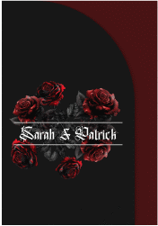 Klick: Details zu Hochzeitseinladung "Gothic Rose" anzeigen Hochzeitseinladung Gothic Rose mittlere Bogen-Wickelfalzkarte schwarz