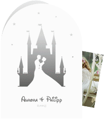Klick: Details zu Einladungskarte Hochzeit "Castle" anzeigen Einladungskarte Hochzeit Castle A6 Bogen-Klappkarte + Foto grau