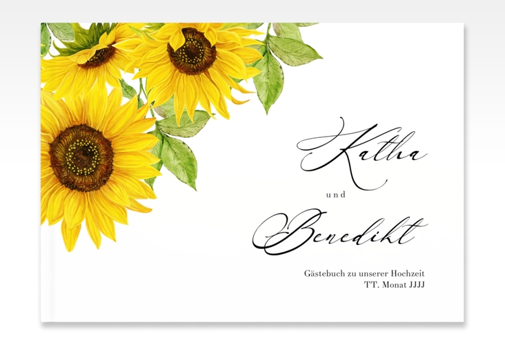 Gästebuch A4 quer Sonnenblume A4 quer, Hardcover weiss