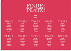 Klick: Details zu Sitzplan Leinwand Hochzeit "Rise" anzeigen Sitzplan Leinwand Hochzeit Rise 70 x 50 cm Leinwand pink