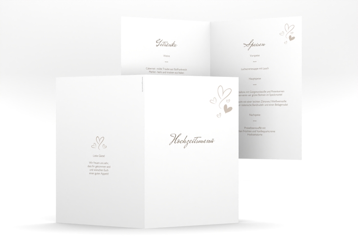 Menükarte Hochzeit Purity A5 Klappkarte hoch weiss