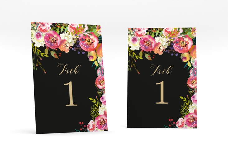 Tischnummer Hochzeit Flowerbomb Tischaufsteller schwarz