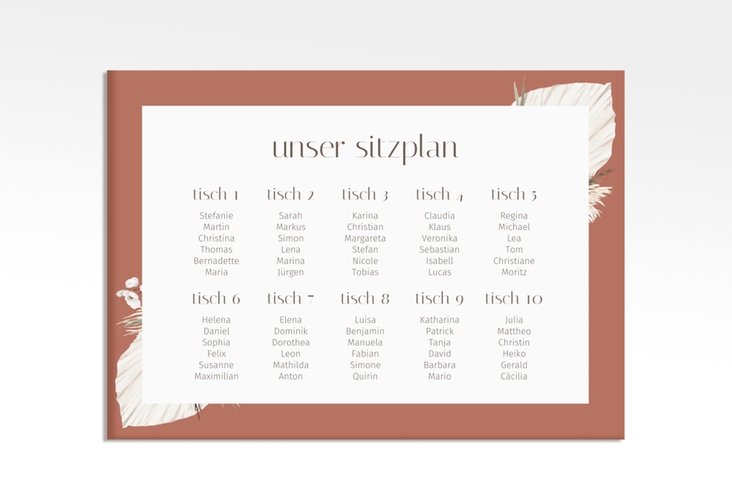 Sitzplan Leinwand Hochzeit Bohemian 70 x 50 cm Leinwand orange