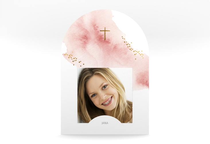 Konfirmationseinladung Sacrament mittlere Bogen-Karte + Foto in elegantem Aquarell-Look