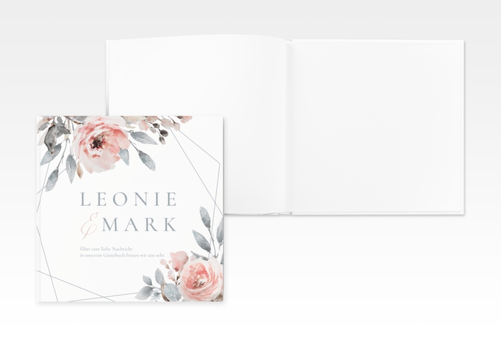 Gästebuch Creation Hochzeit Perfection 20 x 20 cm, Hardcover weiss mit rosa Rosen