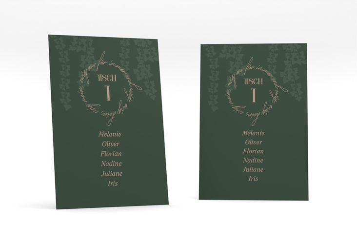 Tischaufsteller Hochzeit Efeugrün Tischaufsteller gruen im Fantasy-Elfen-Design mit Efeu