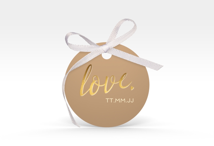 Geschenkanhänger Hochzeit Glam Geschenkanhänger, rund beige hochglanz