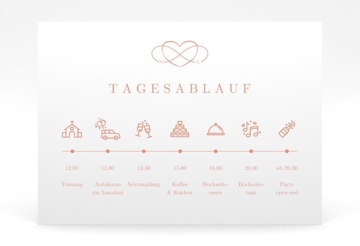 Tagesablauf Poster Hochzeit Infinity 70 x 50 cm Poster apricot