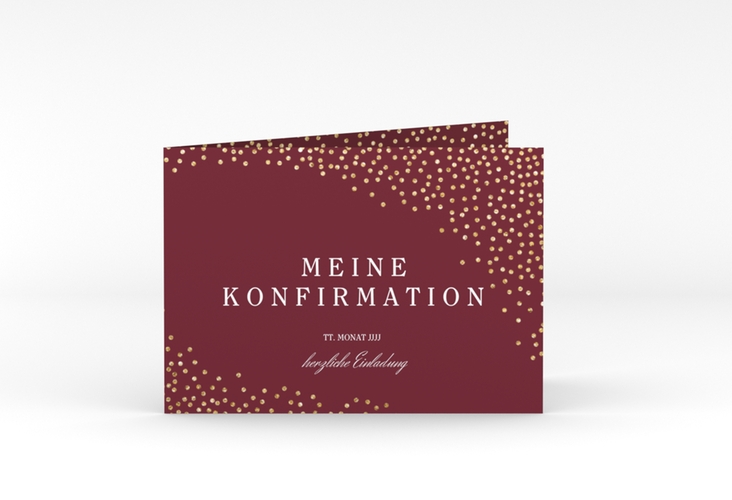 Einladung Konfirmation Glossy A6 Klappkarte quer rot hochglanz