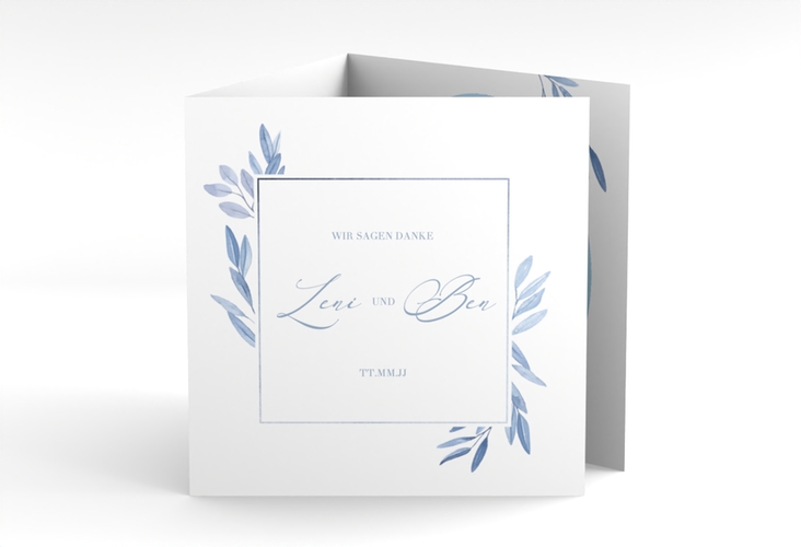 Dankeskarte Hochzeit Classicblue quadr. Doppel-Klappkarte weiss