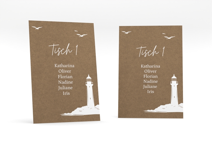 Tischaufsteller Hochzeit Leuchtturm Tischaufsteller Kraftpapier