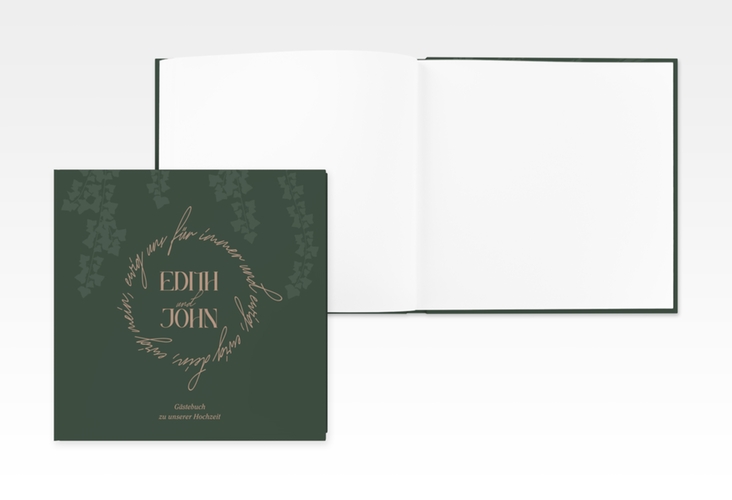 Gästebuch Creation Efeugrün 20 x 20 cm, Hardcover im Fantasy-Elfen-Design mit Efeu