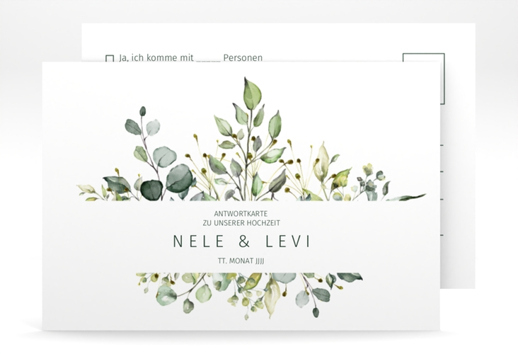 Antwortkarte Hochzeit Enchanting A6 Postkarte weiss hochglanz