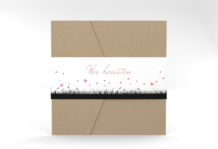 Hochzeitseinladung Rouen Pocketfold schwarz hochglanz