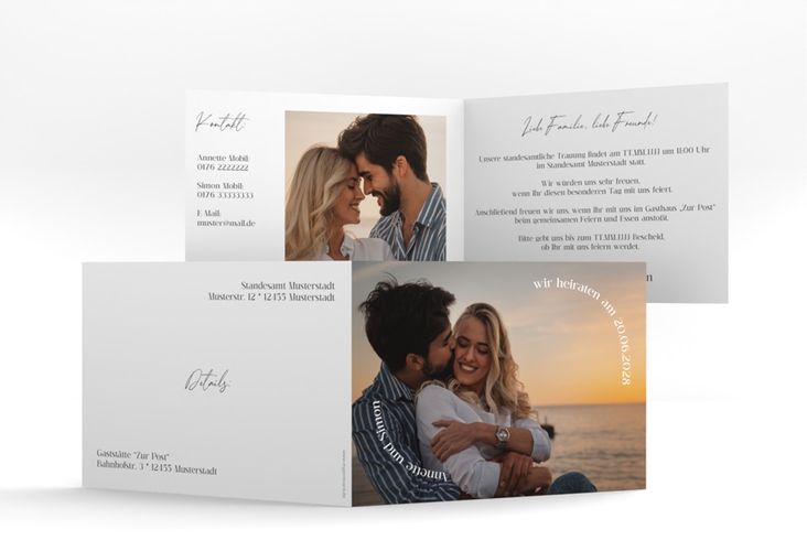 Hochzeitseinladung Vollendung A6 Klappkarte quer