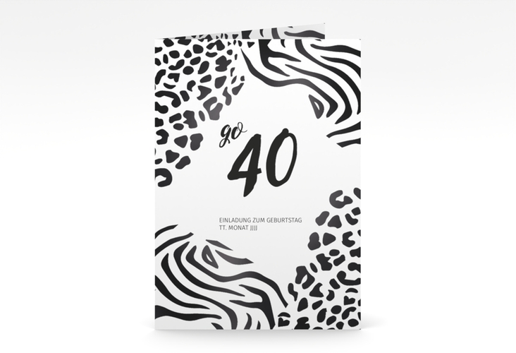 Einladung 40. Geburtstag Wild A6 Klappkarte hoch