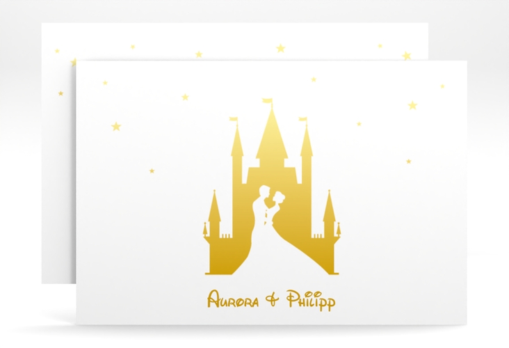 Save the Date-Karte Castle A6 Karte quer gold