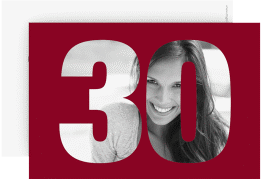 Einladung 30. Geburtstag Numbers A6 Karte quer rot