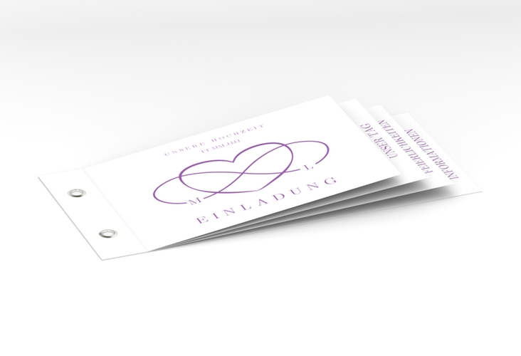Hochzeitseinladung Infinity Booklet lila hochglanz