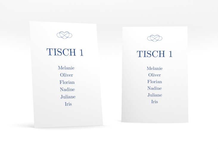 Tischaufsteller Hochzeit Infinity Tischaufsteller blau