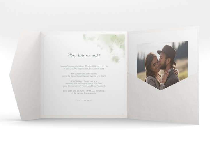 Hochzeitseinladung Adore Pocketfold gruen