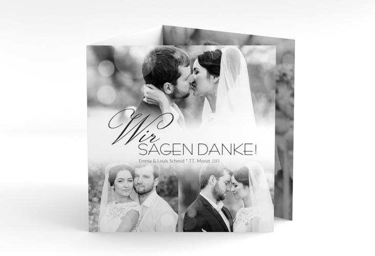 Dankeskarte Hochzeit Bokeh quadr. Doppel-Klappkarte