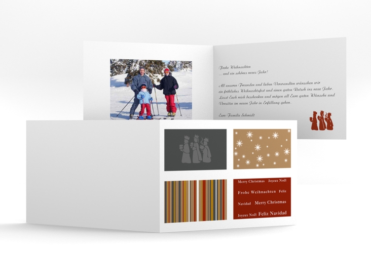 Weihnachtskarte Morgenland A6 Klappkarte quer rot hochglanz