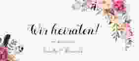 Hochzeitseinladung "Flowers" Einsteckkarte weiss mit Aquarell-Blumen