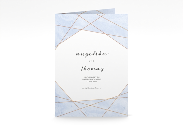 Kirchenheft Hochzeit Asymmetry A5 Klappkarte hoch blau hochglanz
