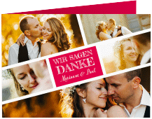 Klick: Details zu Danksagungskarte Hochzeit "Rise" anzeigen Danksagungskarte Hochzeit Rise A6 Klappkarte quer pink
