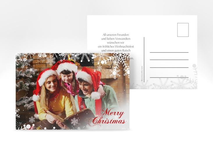 Weihnachtskarte Heiligabend A6 Postkarte weiss zum Personalisieren mit Foto