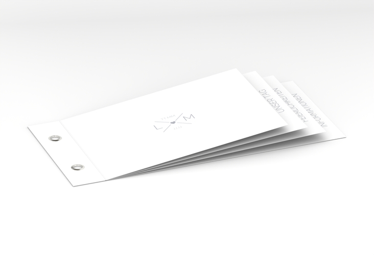 Hochzeitseinladung Initials Booklet grau mit Initialen im minimalistischen Design