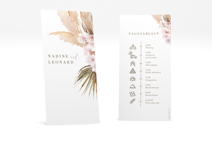 Tagesablauf Hochzeit Nude lange Karte hoch weiss