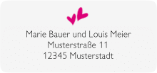 Klick: Details zu Absenderetikett Hochzeit "Twohearts" anzeigen Absenderetikett Hochzeit Twohearts 45,7 x 21,2 mm pink