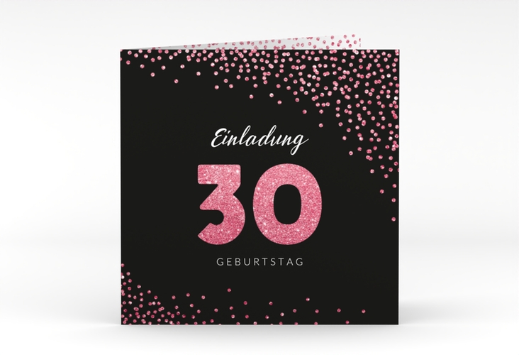 Einladung 30. Geburtstag Glitzer quadr. Klappkarte