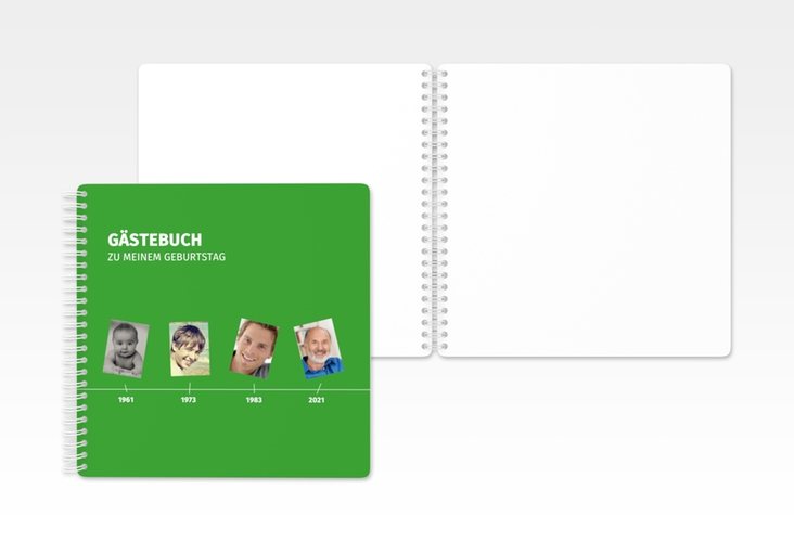 Gästebuch Geburtstag Timeline Ringbindung gruen