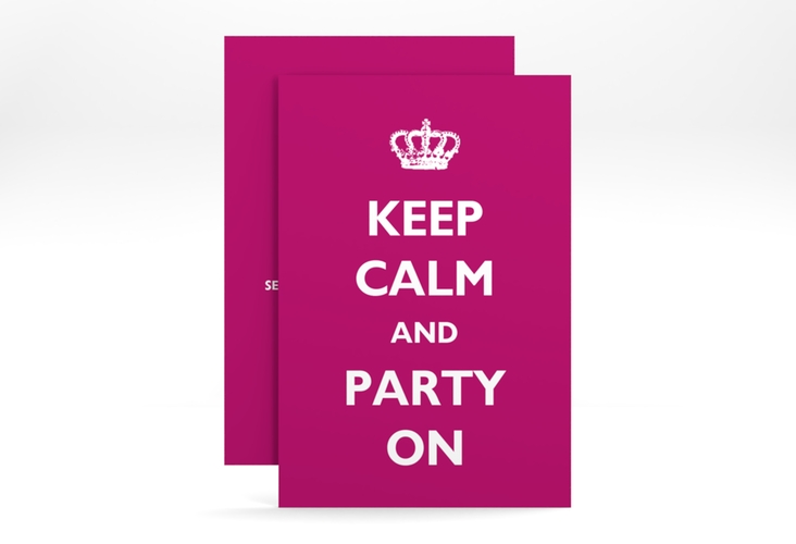 Party Einladungskarte Statement A6 Karte hoch pink hochglanz