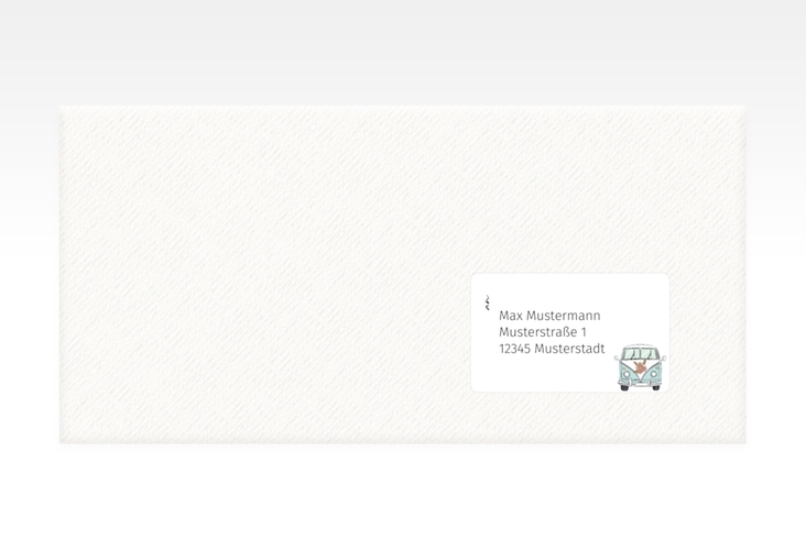 Empfängeretikett Hochzeit Hochzeitsbulli 63,5 x 38,1 mm blau