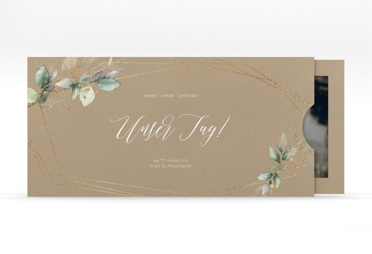 Hochzeitseinladung Greenish Einsteckkarte Kraftpapier