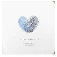 Klick: Details zu Gästebuch Selection Hochzeit "Fingerprint" anzeigen Gästebuch Selection Hochzeit Fingerprint Leinen-Hardcover blau schlicht mit Fingerabdruck-Motiv