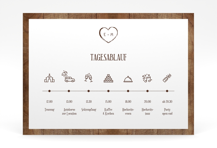 Tagesablauf Poster Hochzeit Wood 70 x 50 cm Poster