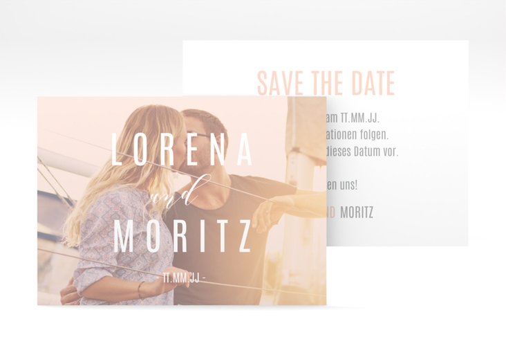 Save the Date-Visitenkarte Memory Visitenkarte quer rosa